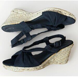 (9.5) SONOMA BLACK KNOT CANVAS ESPADRILLE SLINGBACK SANDALS